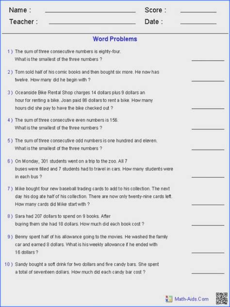 writing linear equations  word problems worksheet  briefencounters