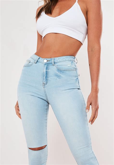 Light Blue Sinner Ripped Knee Skinny Denim Jeans Missguided