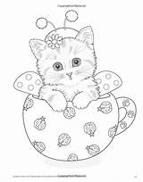 Coloring Pages Cat Adult Kittens Teacup Book Books Kitten Cute Animal Colouring Sheets Amazon Adorable Color Cats Flower Kayomi Harai sketch template