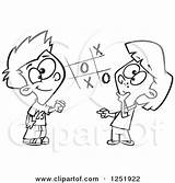 Tac Tic Toe Royalty Clipart Getdrawings Coloring Pages Female Playing Boy Girl sketch template