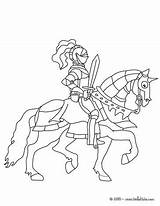 Knight Horseback Sword Coloring Pages Hellokids Print Color sketch template