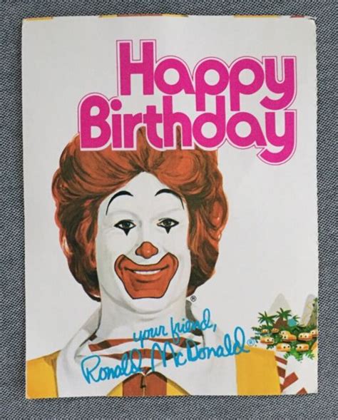 Ronald Mcdonald Postcard Happy Birthday Vintage 1980’s Used Ebay