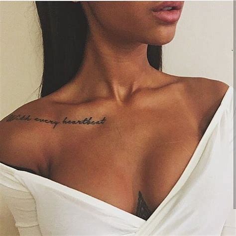 With Every Heartbeat Shoulder Tattoo Quotes Bone