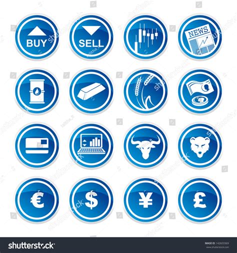 set trading icons  white background stock vector royalty