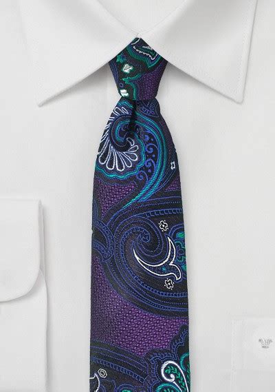 psychedelic paisley design tie  grape teal  royal bows  tiescom