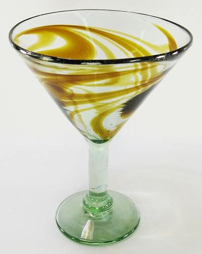 Amber Swirl Hand Blown 15 Ounce Classic Martini
