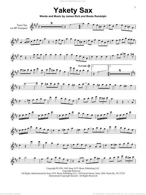 Randolph Yakety Sax Sheet Music For Tenor Saxophone Solo Pdf