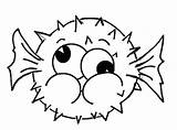Fish Coloring Pages Puffer Silly Face Cute Drawing Color Kids Getdrawings Getcolorings Printable sketch template