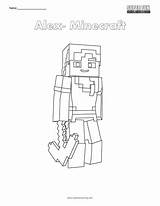 Alex Minecraft Coloring Fun sketch template