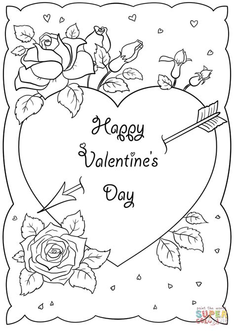 happy valentines day card super coloring printable valentines