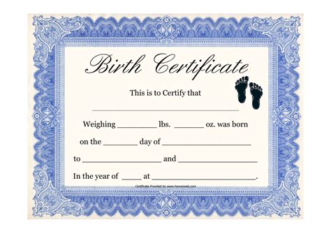 birth certificate template footprints  printable