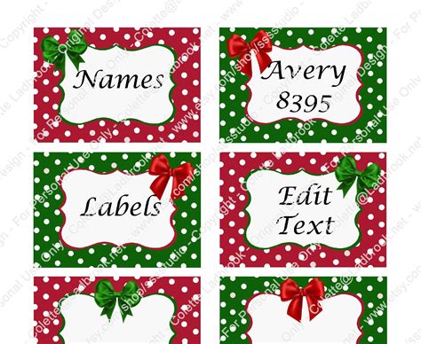 red  green printable tags labels holiday  tags party labels