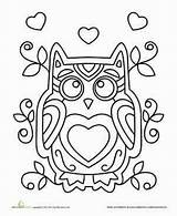 Coloring Owl Pages Valentine Kids Valentines sketch template