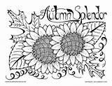 Coloring Fall Pages September Printable Color Autumn Adult Leaves Flowers Adults Hay Harvest Bale Sheets Sheet Splendor Sunflowers Printables Grown sketch template