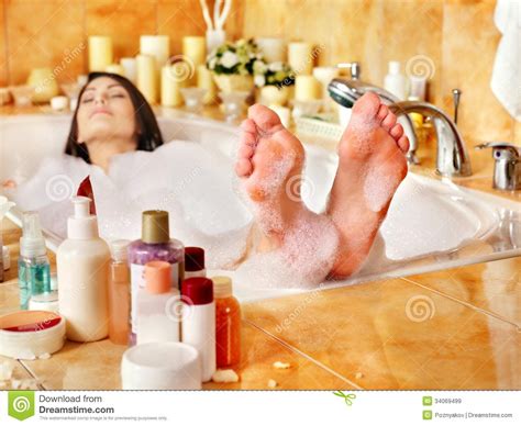 woman relaxing at bubble bath stock image image of aromatherapy bathfoam 34069499
