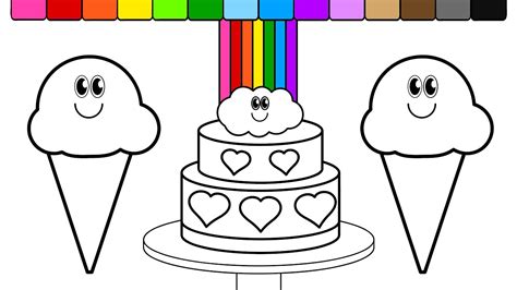 learn colors  kids  color rainbow birthday cake  ice cream