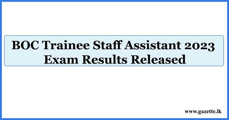 Boc Trainee Staff Assistant 2023 Exam Results Released Gazette Lk