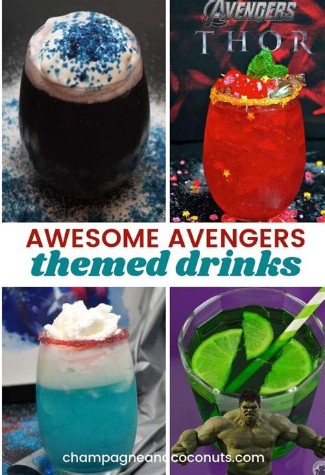 awesome avengers themed drinks champagne and coconuts