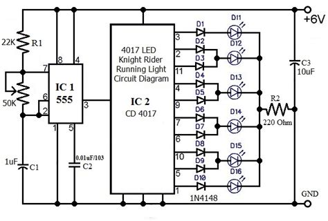 hobby  electronics  led knight rider running light circuit diagram