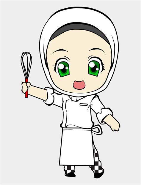 gambar kartun chef muslimah serat