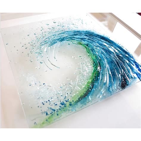 Contemporary Glass Wall Art I Large Breaking Wave By Dreya Bennet