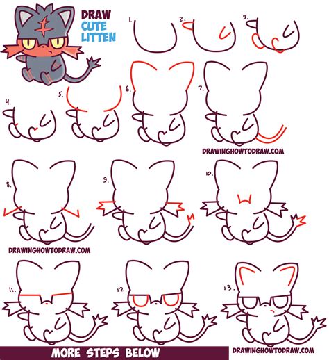 How To Draw Cute Litten Evolution From Pokemon Sun And