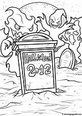 Halloween Coloring Pages Graveyard Ghosts Printables Print Click Browser Arrow Return Select Enlarge Then Right Use Back Three sketch template