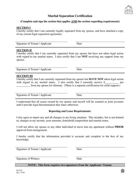 template  separation agreement