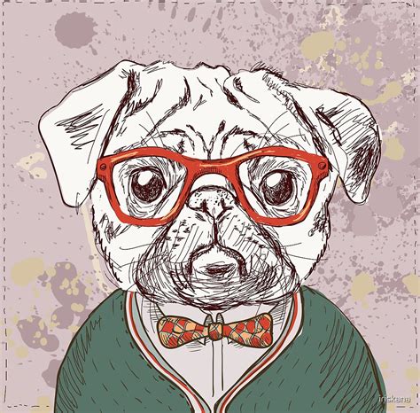 hipster pug  iriskana redbubble