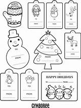 Coloring Kids Gift Tags Tag Christmas sketch template