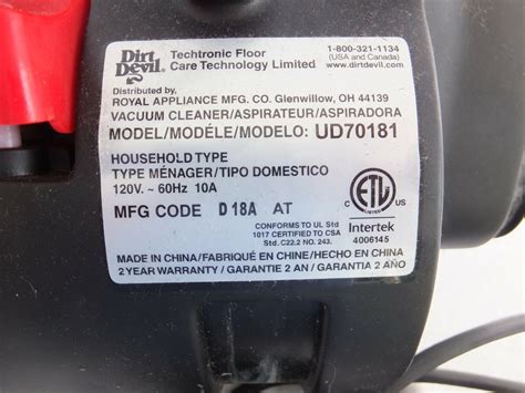 dirt devil power max xl spin  pro vacuum model ud parts motor cord switch ebay