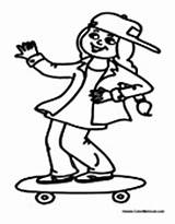 Skateboarding Coloring Skateboard Pages Girl Sports Color Colormegood sketch template