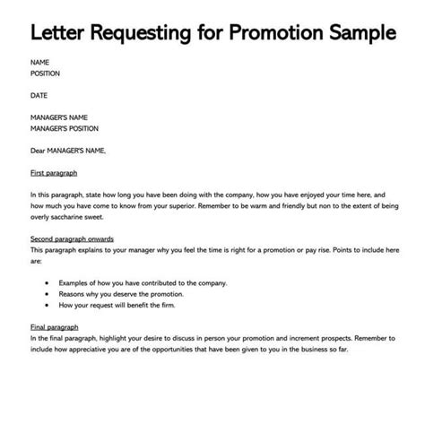 promotion request letter examples   write templates