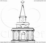 Church Outline Coloring Tower Clock Illustration Columns Clipart Facade Royalty Rf Nortnik Andy Designlooter sketch template