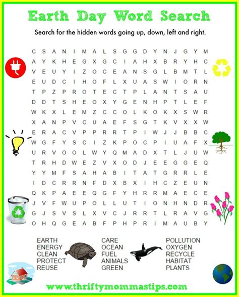 fun  earth day word search thrifty mommas tips word puzzles