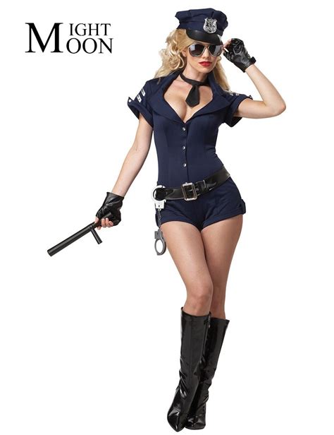 Moonight Blue Adult Women Police Jumpsuits Uniform Cosplay Policewoman