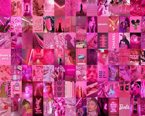Hot Pink Collage Kit Pink Collage Kit Baddie Aesthetic Pink Etsy Uk