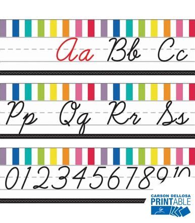 teach cursive alphabet  printable bulletin board set grade