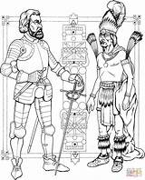 Indigenas Culturas Imperio Animales Guerreros Supercoloring Soldado Incaico Azteca Cortez Caballeros Caballero sketch template
