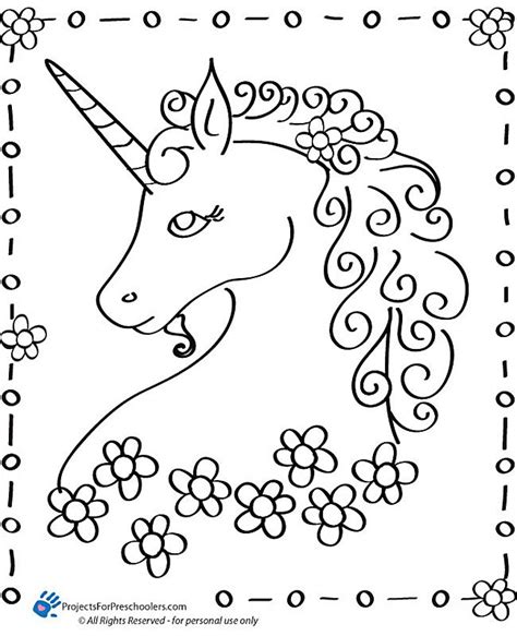 printable unicorn coloring page  projectsforpreschoolerscom
