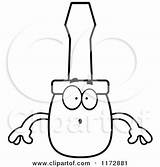 Screwdriver Surprised Mascot Clipart Cartoon Thoman Cory Outlined Coloring Vector sketch template