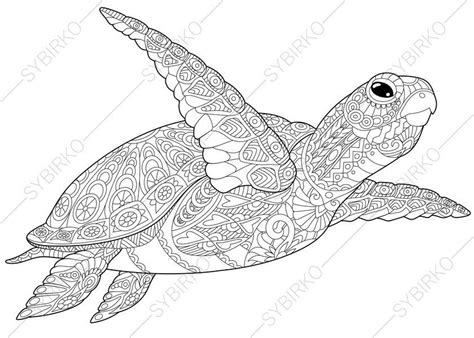 adult coloring page sea turtle zentangle doodle coloring adult