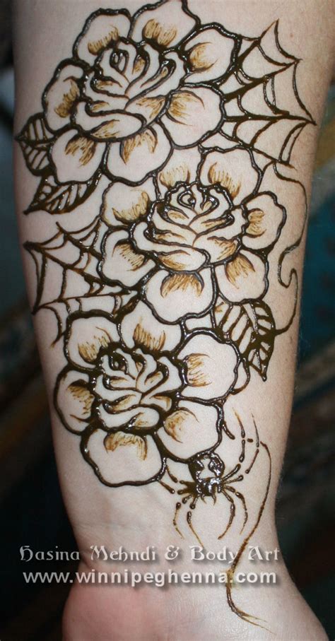 Goth Tattoo Winnipeg Henna Roses Spider Hasina Mehndi