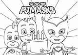 Pj Masks Coloring Pages Birthday Happy Printable Kids Color Print Cool2bkids sketch template