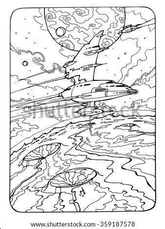 space theme coloring page adults  shutterstock