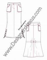 Flat Skirt Sketch Fashion Maxi Illustrator Template Hem Lace V55 Ai sketch template