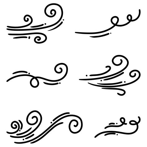 doodle sketch style  wind gust cartoon hand drawn illustration  concept design