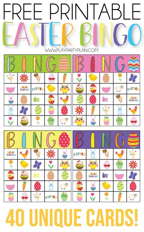 printable easter bingo cards play party plan