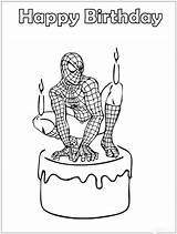 Spiderman Birthday Pages Coloring Color Happy Printable Online Print sketch template