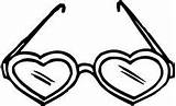 Coloring Pages Eyeglasses Heart Printable Shaped Glasses Kids Clipart Origami Sheets Shape Books sketch template